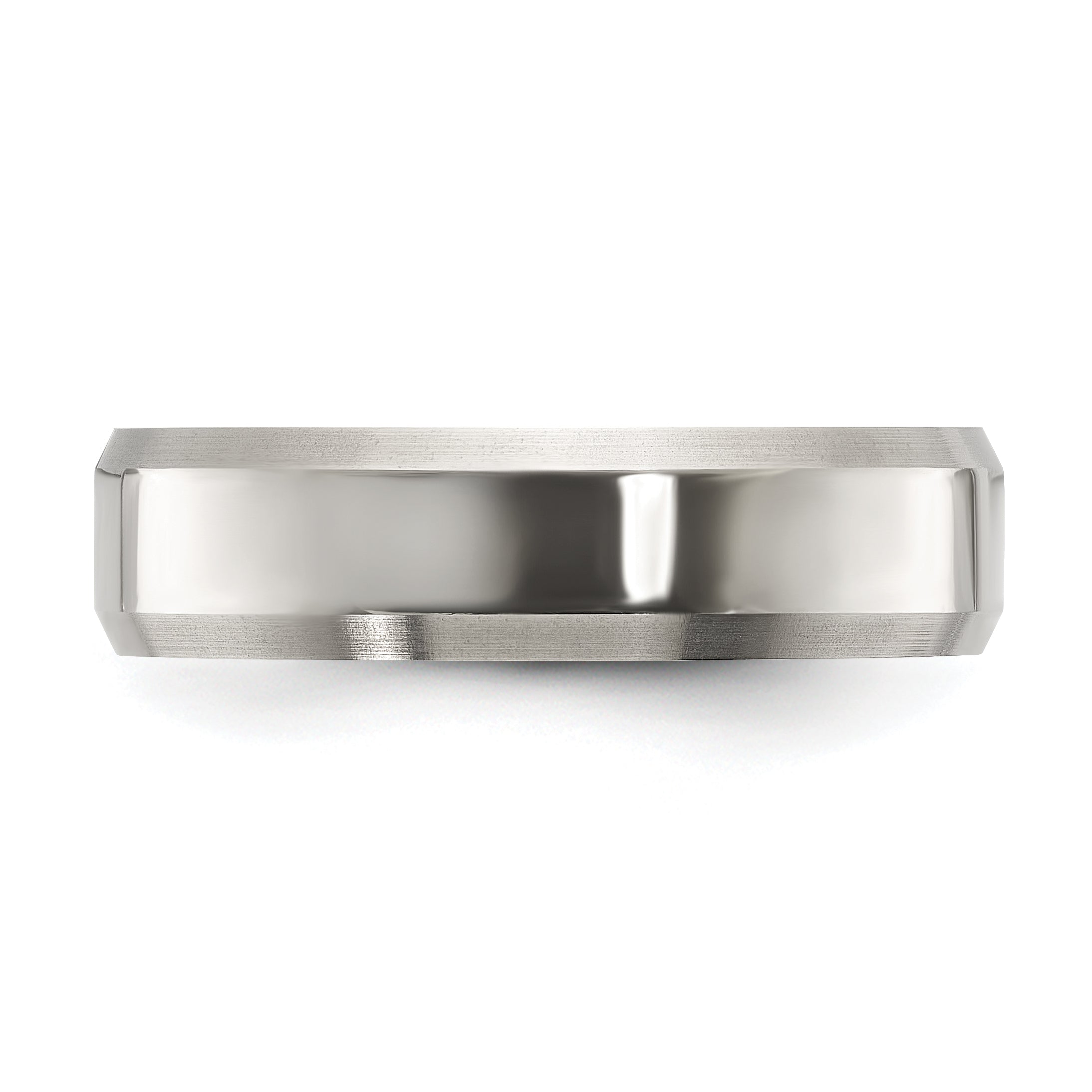 Titanium Unisex Wedding Band with Polished & Brushed Beveled Edge
