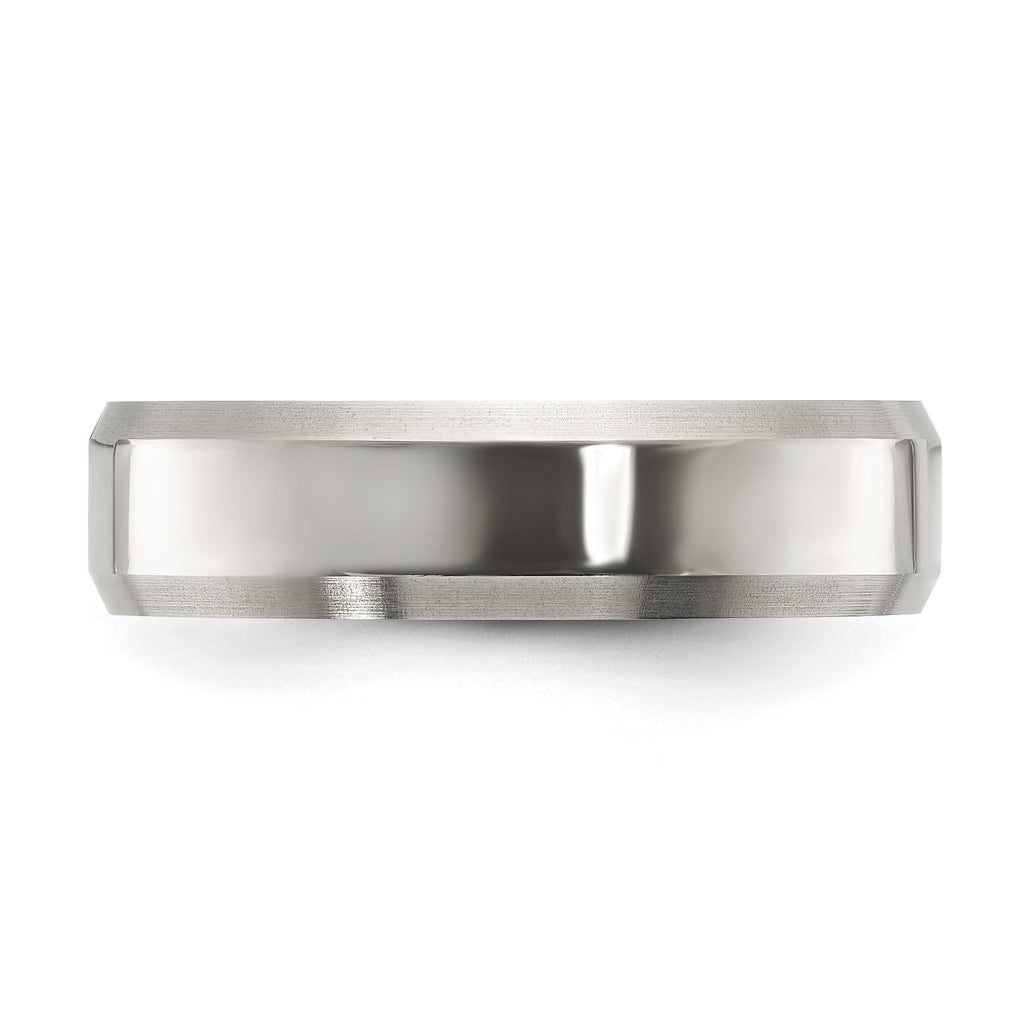 Beveled Comfort-Fit Wedding Band in Titanium, 6mm