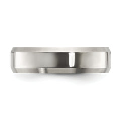 Titanium Unisex Wedding Band with Polished & Brushed Beveled Edge