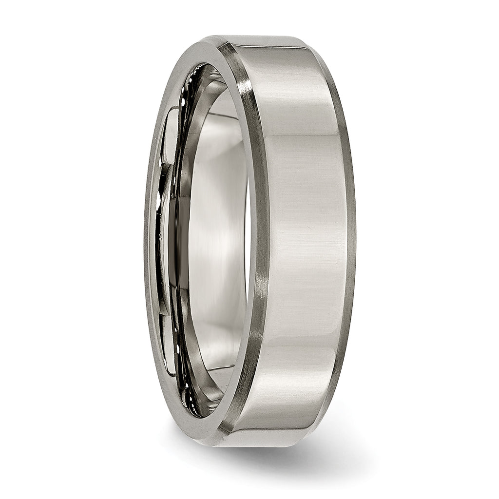 Beveled Comfort-Fit Wedding Band in Titanium, 6mm