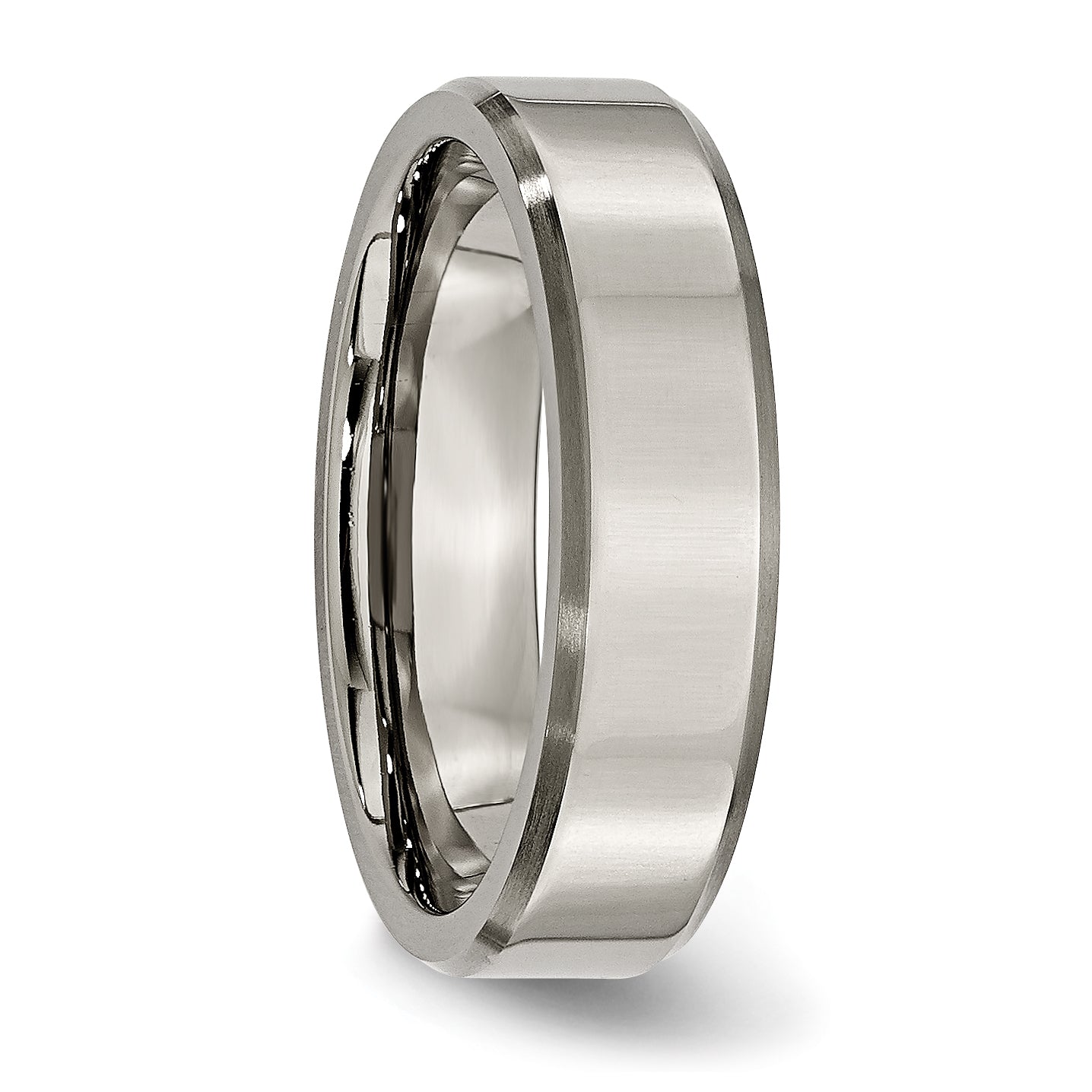 Beveled Comfort-Fit Wedding Band in Titanium, 6mm