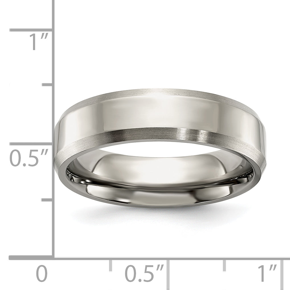 Beveled Comfort-Fit Wedding Band in Titanium, 6mm
