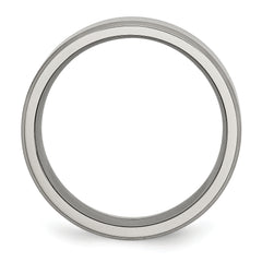 Titanium Wedding Band with Brushed Polished Beveled Edge Engravable