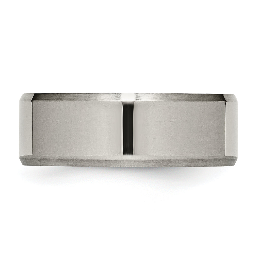 Beveled Edge Comfort-Fit Wedding Band in Titanium, 8mm