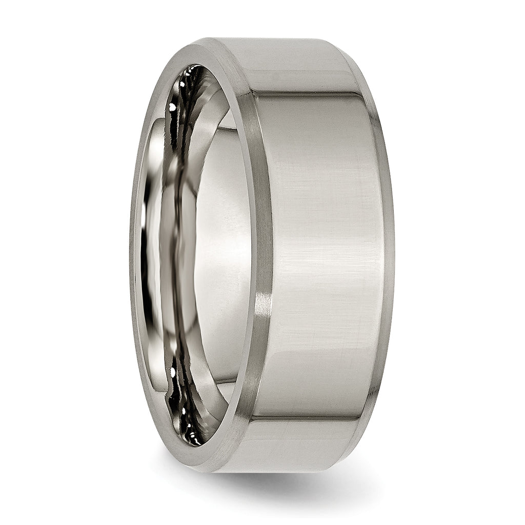 Beveled Edge Comfort-Fit Wedding Band in Titanium, 8mm