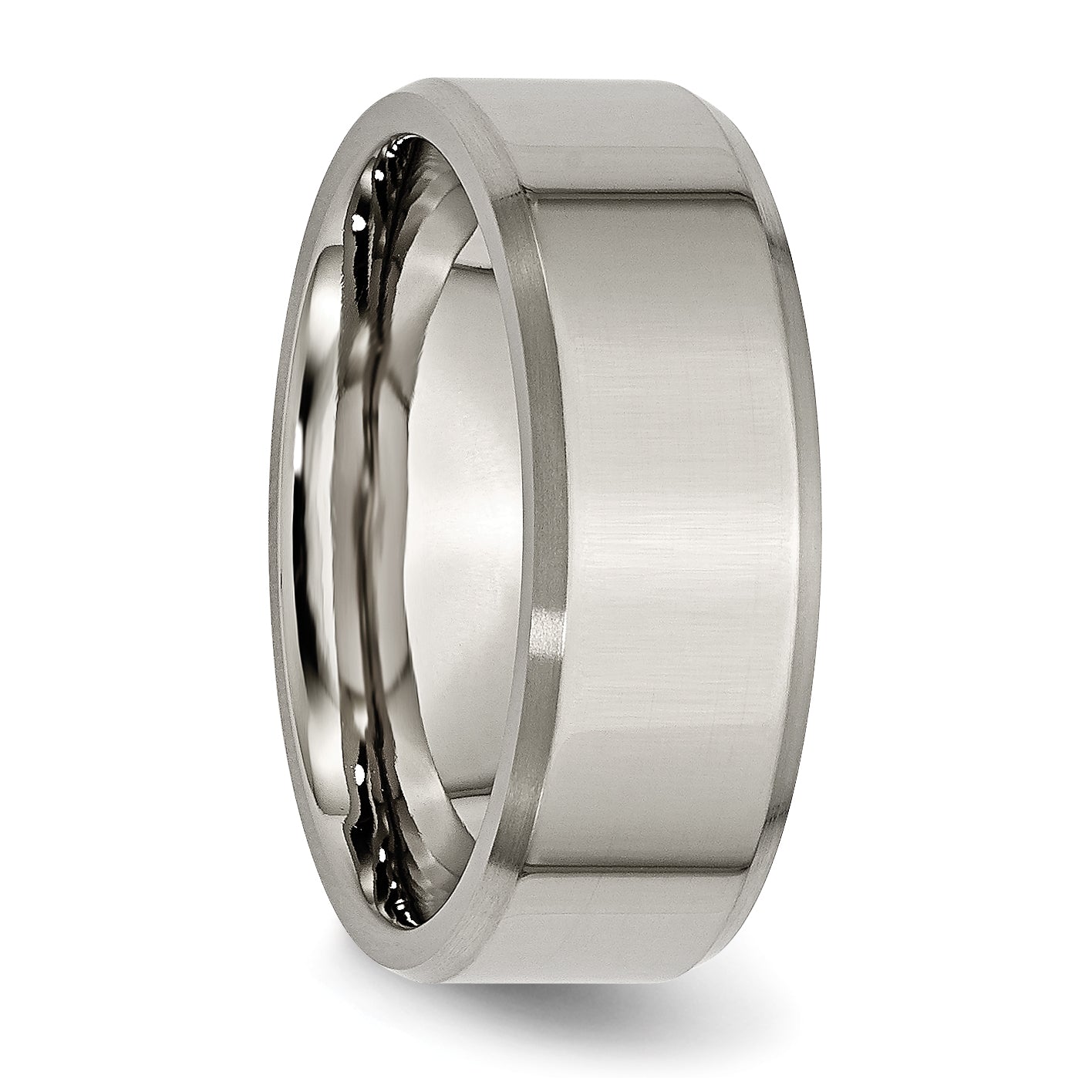 Beveled Edge Comfort-Fit Wedding Band in Titanium, 8mm