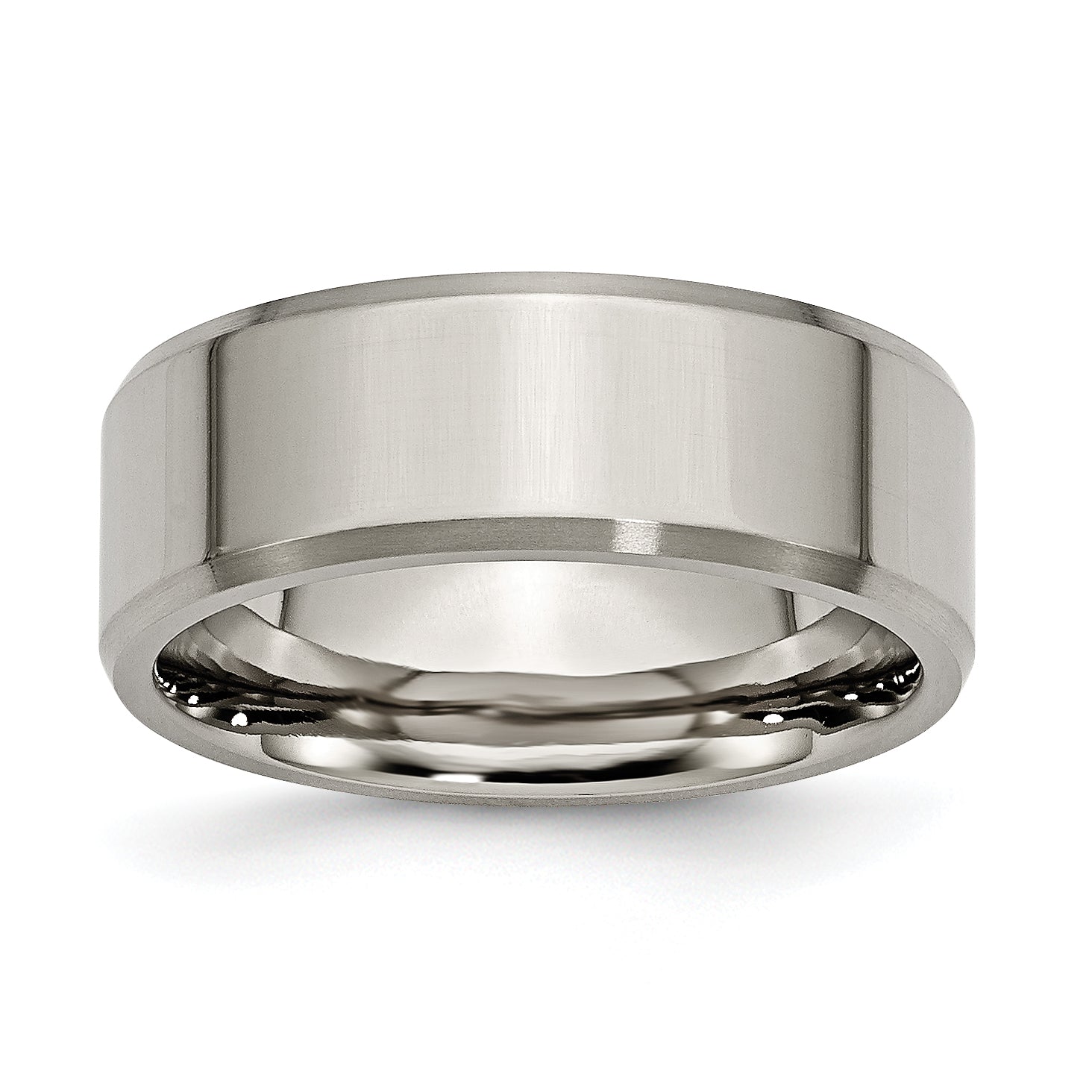 Titanium Brushed and Polished 8mm Beveled Edge Band Main image