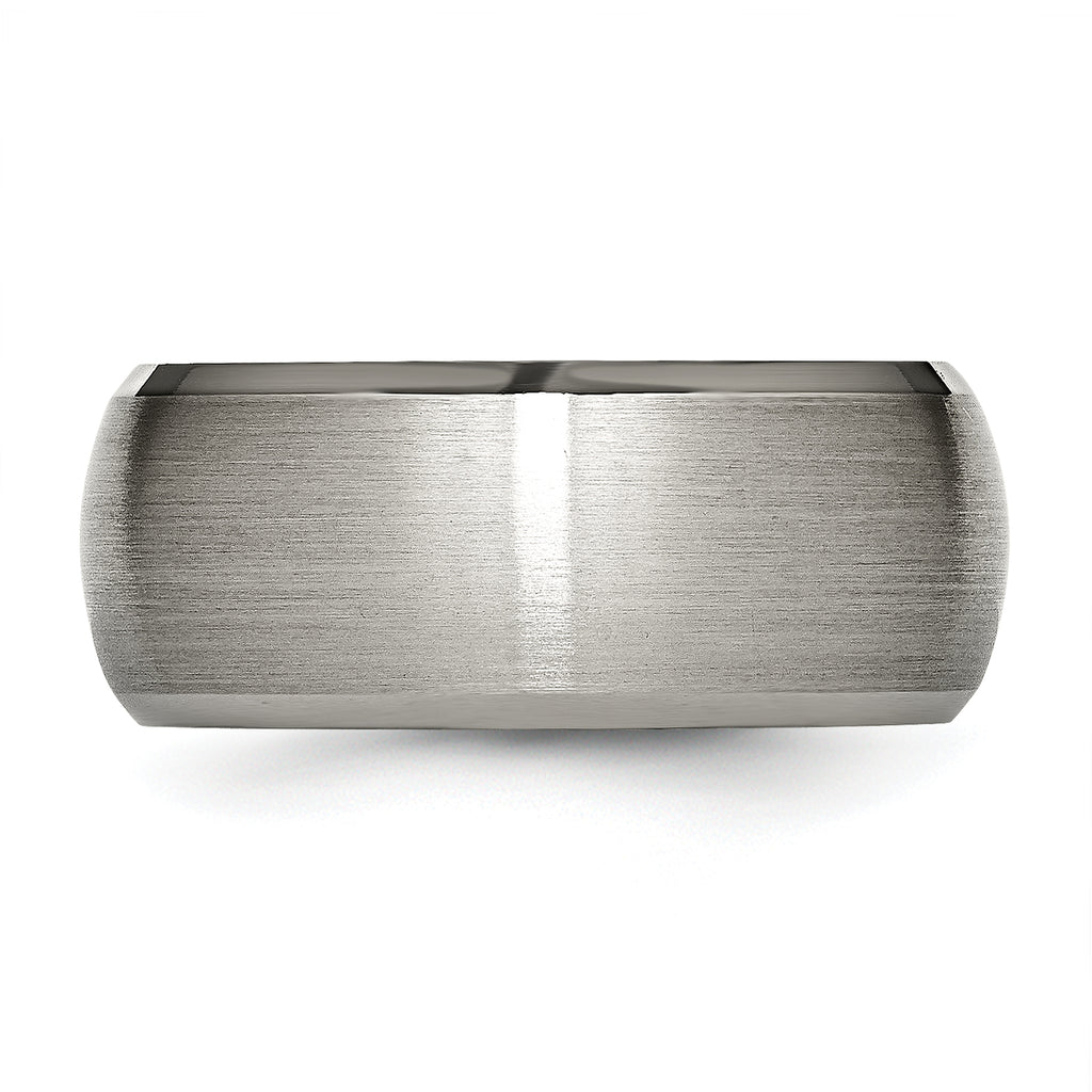Beveled-Edge Wedding Band in Titanium, 10mm