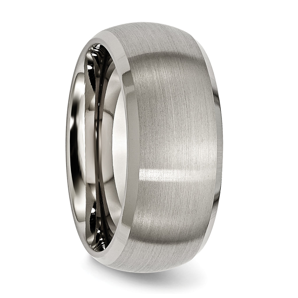 Beveled-Edge Wedding Band in Titanium, 10mm