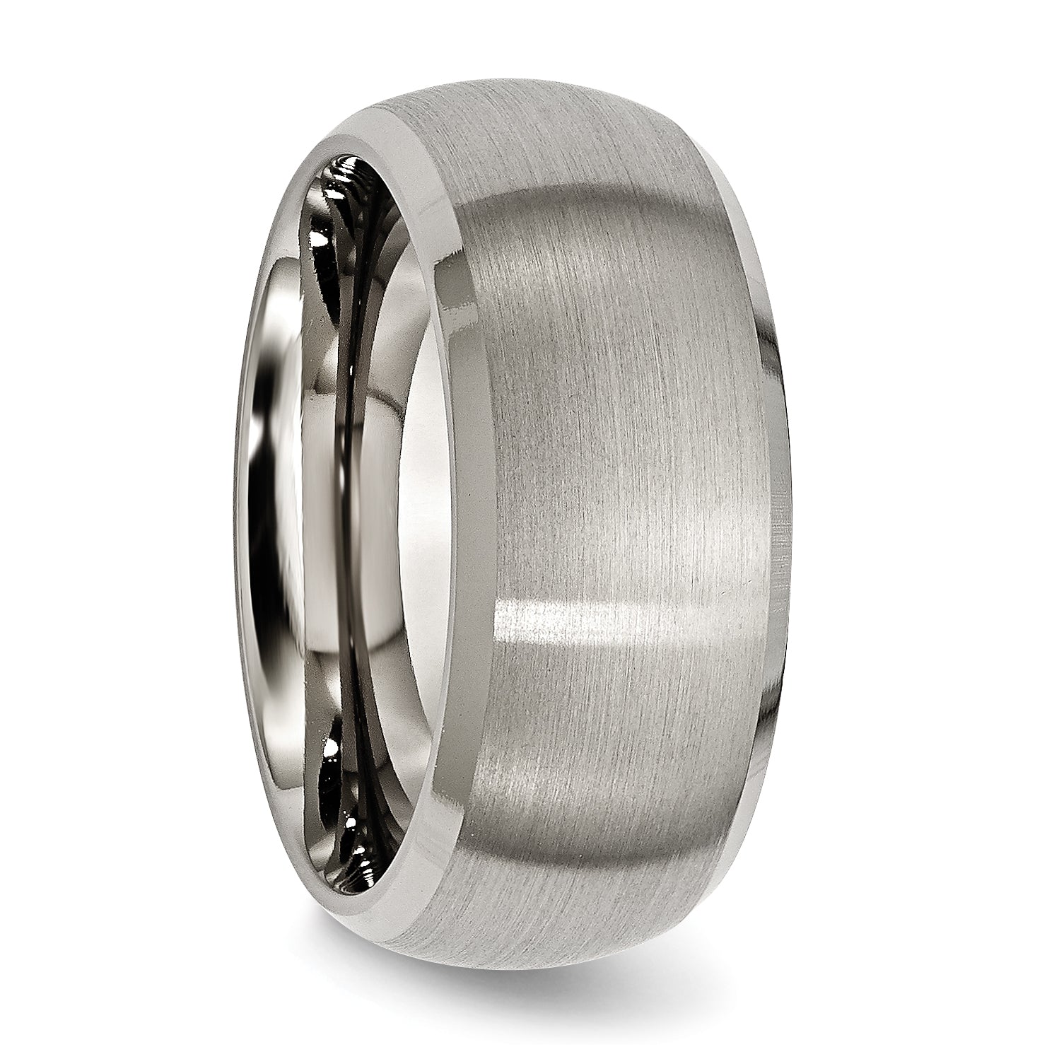Beveled-Edge Wedding Band in Titanium, 10mm