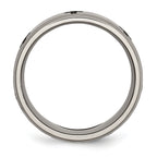 Titanium Wedding Band with Laser Cross Design and Beveled Edge