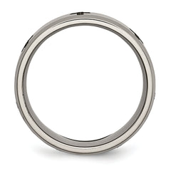 Titanium Wedding Band with Laser Cross Design and Beveled Edge