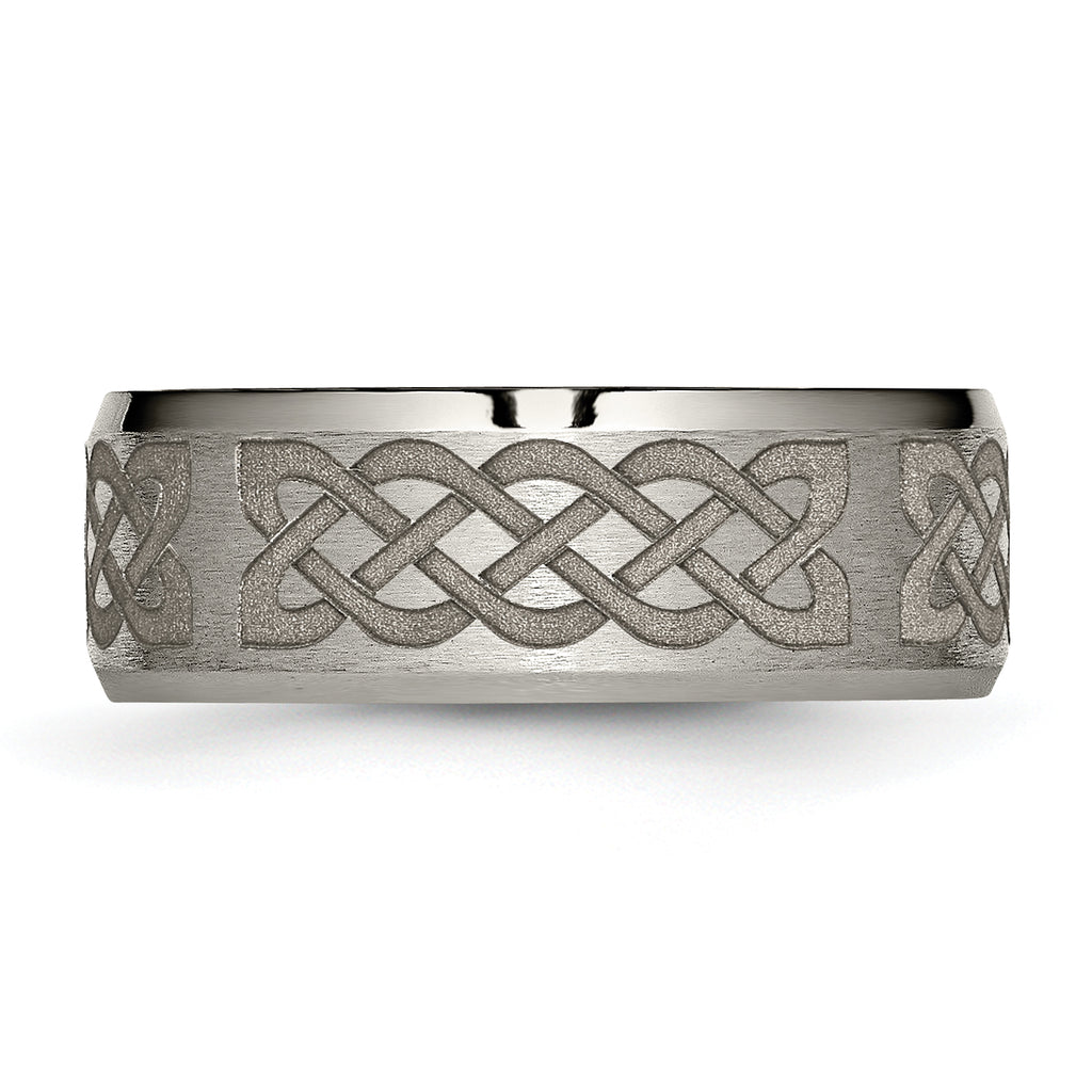 Titanium Celtic Laser Design 8mm Unisex Polished Wedding Band