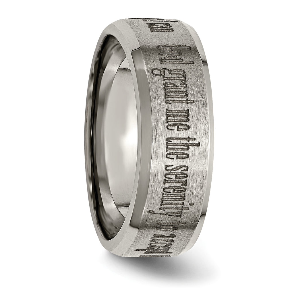 Titanium Unisex Wedding Band with Laser Design & Engravable Finish