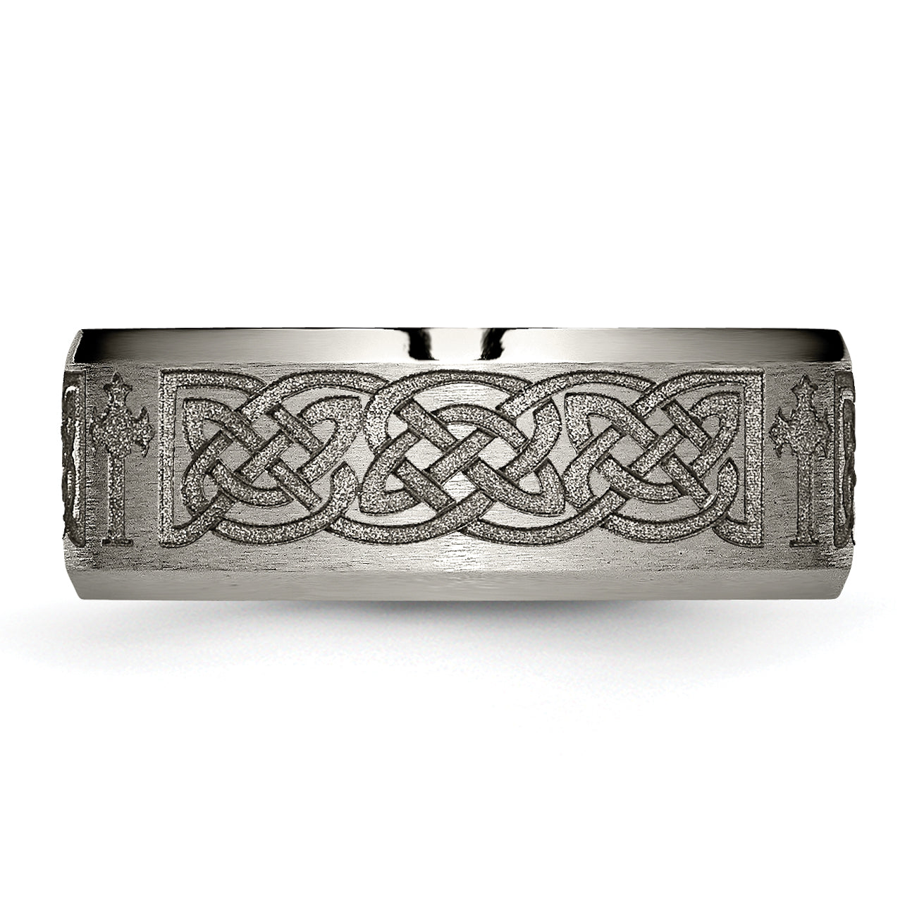 Sophia Jewelers Titanium Unisex Wedding Band with Laser Cross Design