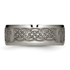 Sophia Jewelers Titanium Unisex Wedding Band with Laser Cross Design