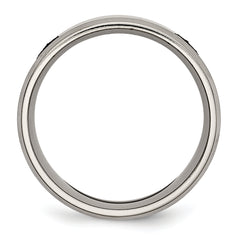 Titanium Brushed and Polished Masonic Laser Design 8mm Beveled Edge Band