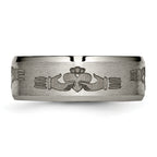 Titanium Claddagh Wedding Band with Laser Design Engravable 8mm