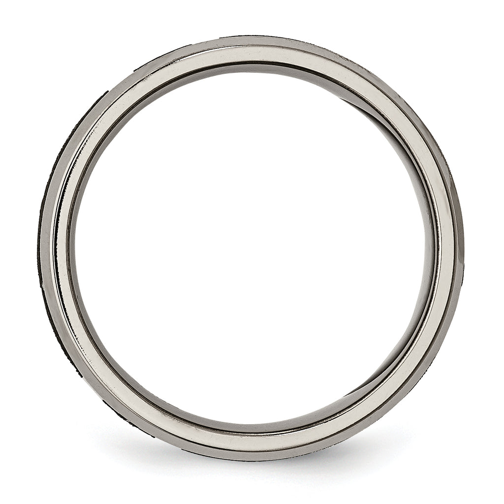 Titanium Wedding Band with Cross Laser Design and Polished Finish