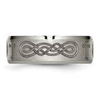 Titanium Wedding Band with Cross Laser Design and Polished Finish