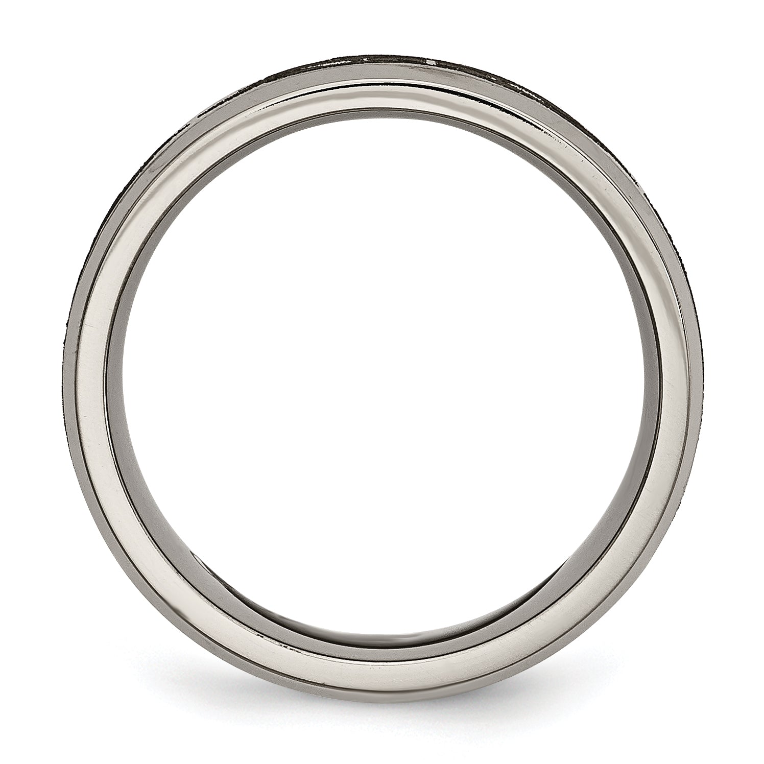 Titanium Wedding Band with Laser Cross Design and Beveled Edge