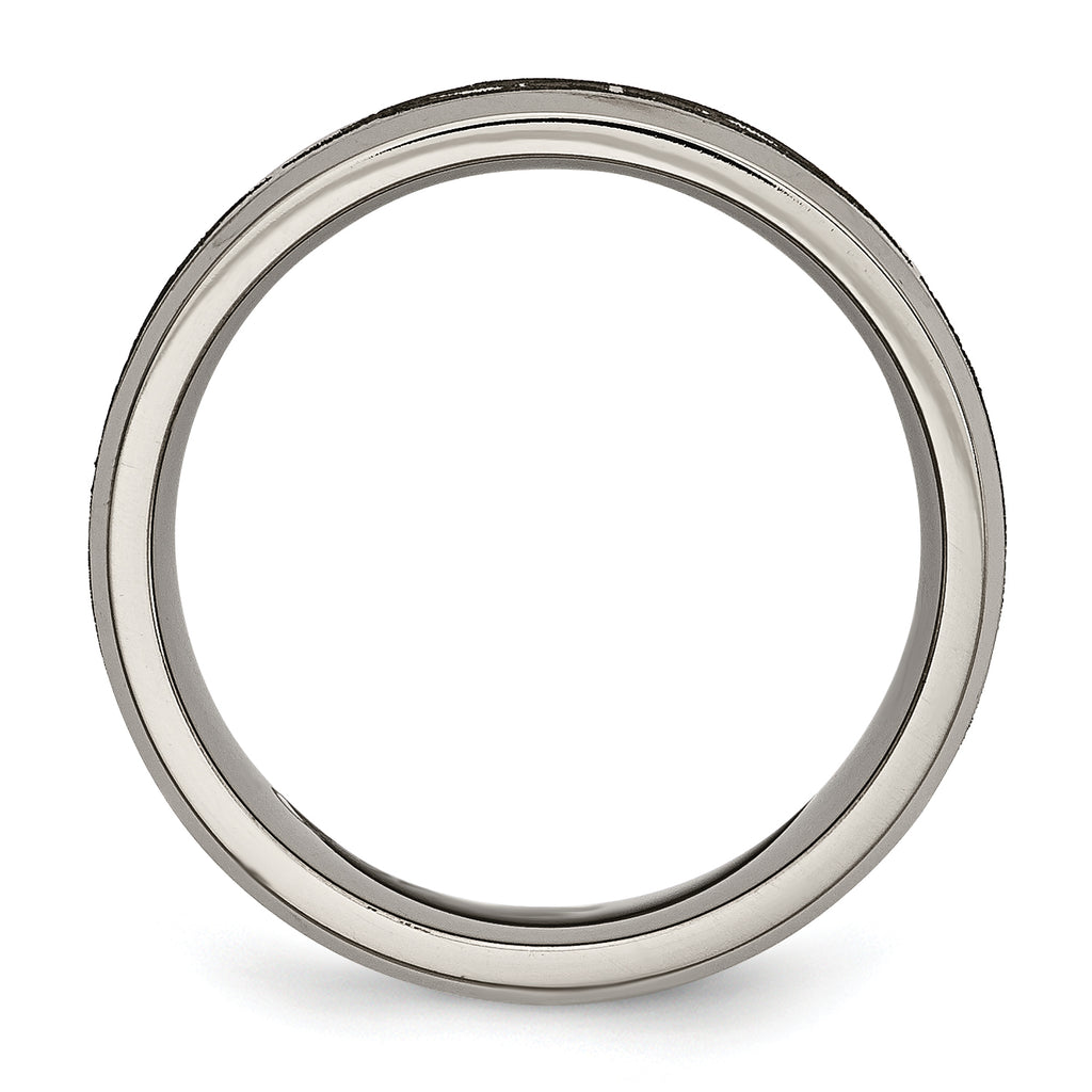 Titanium Wedding Band with Laser Cross Design and Beveled Edge