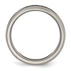Titanium Wedding Band with Laser Cross Design and Beveled Edge
