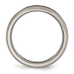 Titanium Wedding Band with Laser Cross Design and Beveled Edge