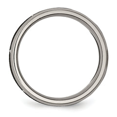 Titanium Brushed and Polished Flames Laser Design 8mm Beveled Edge Band