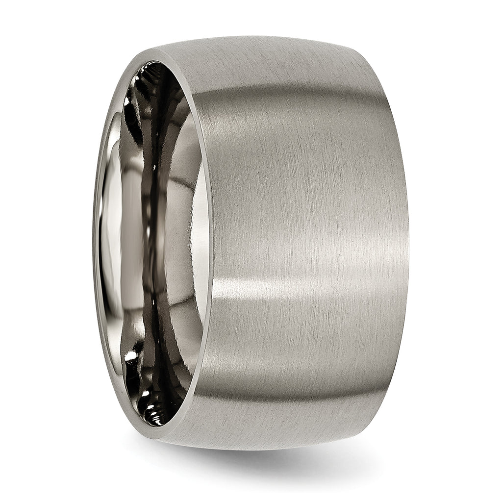Brushed Half-Round Wedding Band in Titanium, 12mm