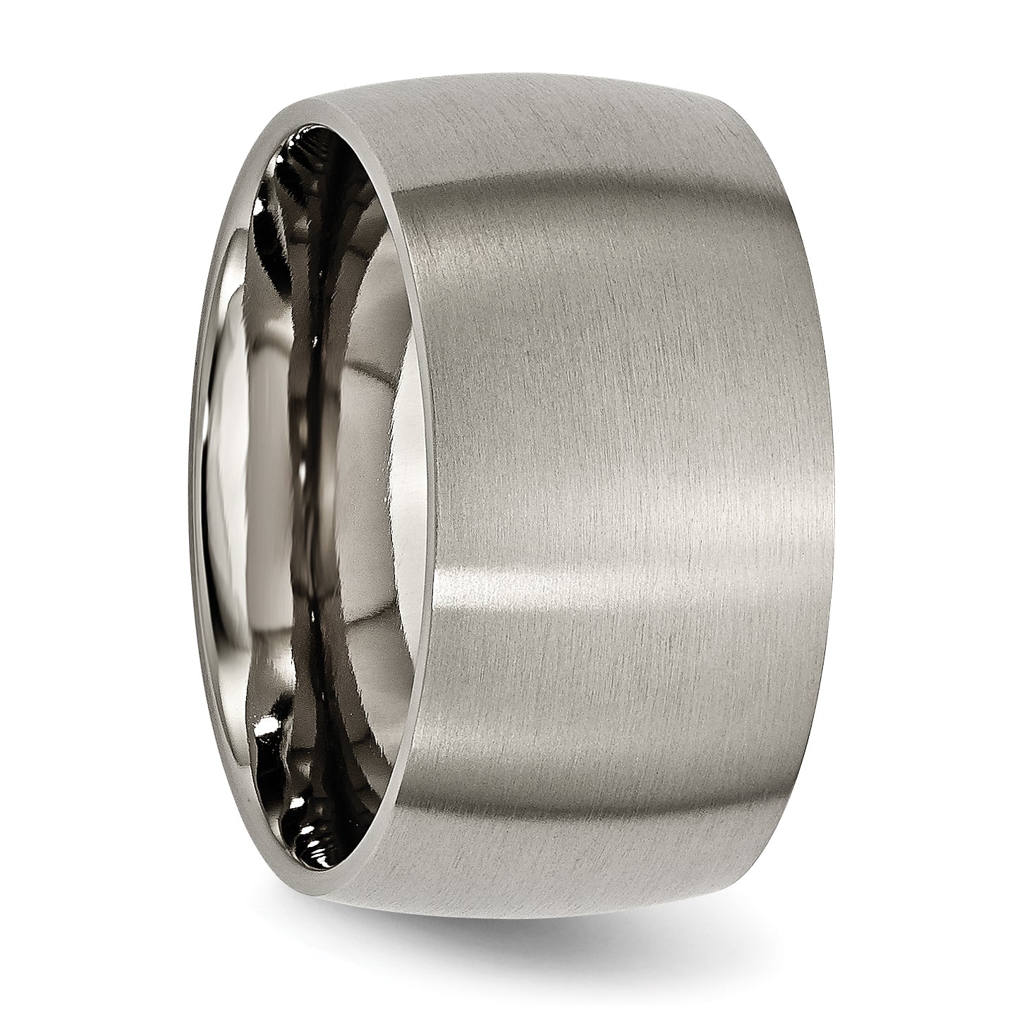Brushed Half-Round Wedding Band in Titanium, 12mm