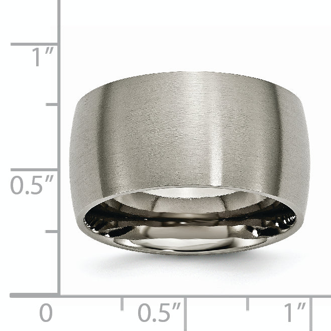 Brushed Half-Round Wedding Band in Titanium, 12mm
