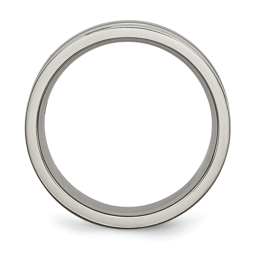 Grooved Wedding Band in Titanium, 6mm