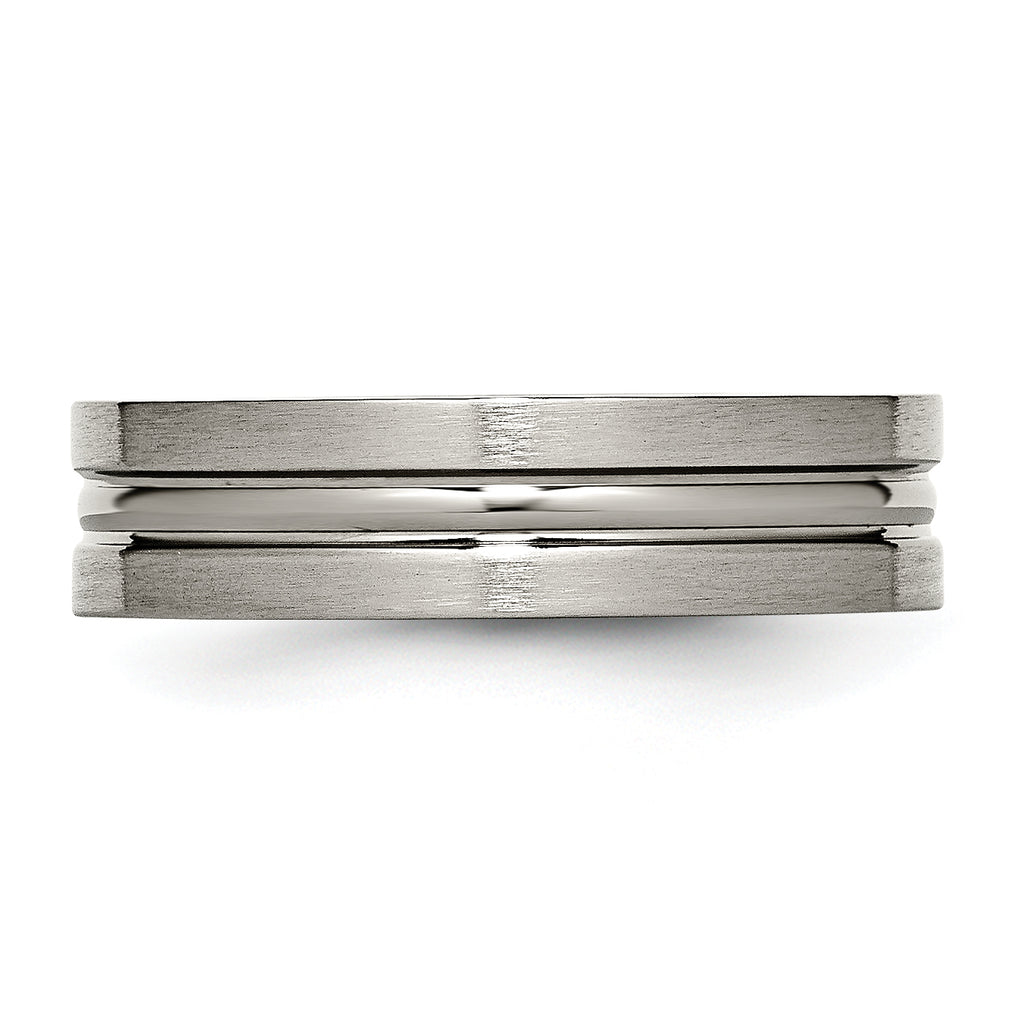 Grooved Wedding Band in Titanium, 6mm