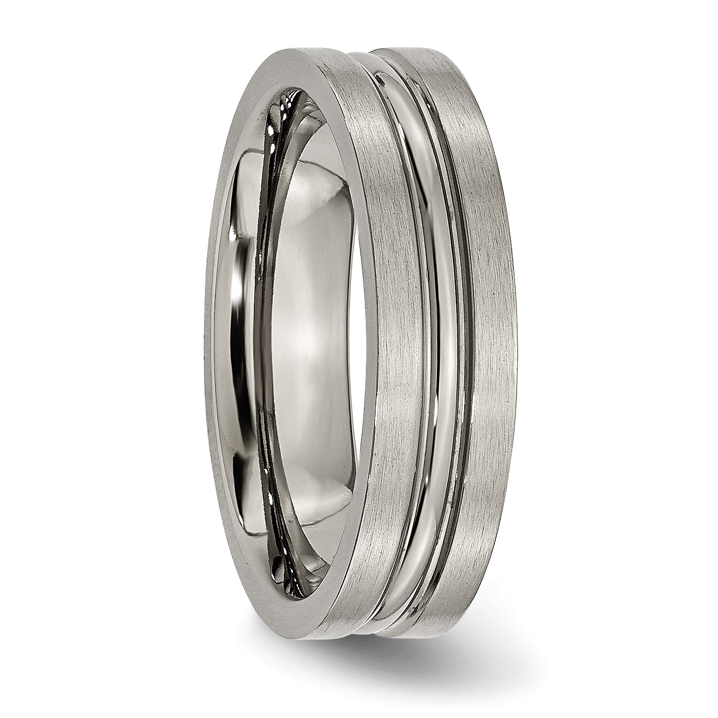Grooved Wedding Band in Titanium, 6mm