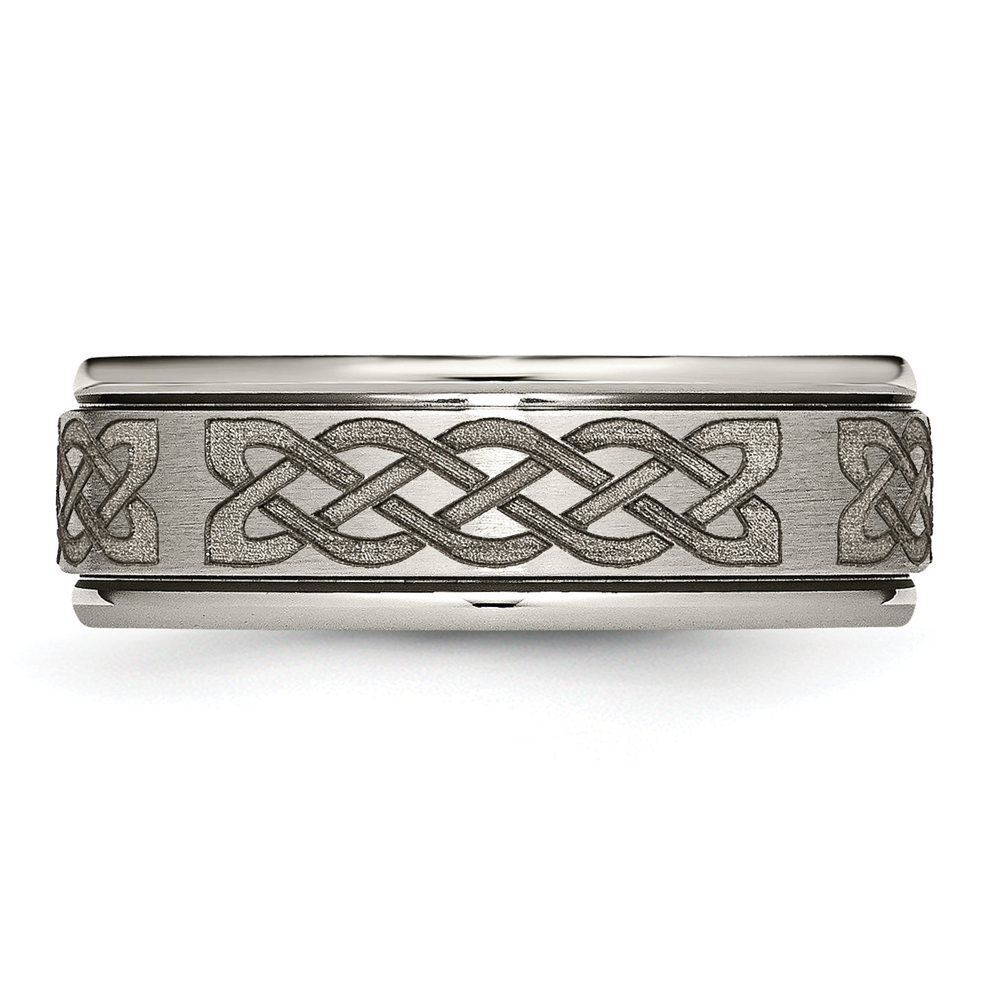 Titanium Unisex Celtic Wedding Band with Polished Laser Design