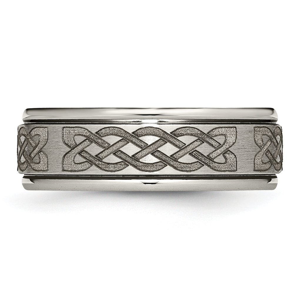 Titanium Unisex Celtic Wedding Band with Polished Laser Design