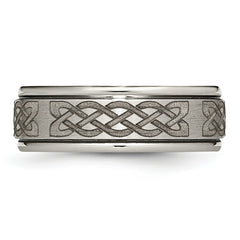 Titanium Unisex Celtic Wedding Band with Polished Laser Design