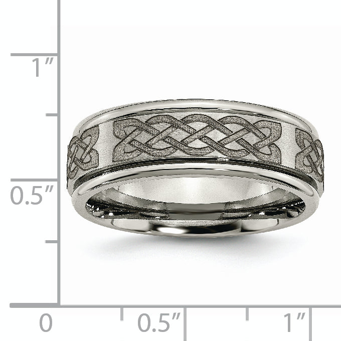 Titanium Unisex Celtic Wedding Band with Polished Laser Design