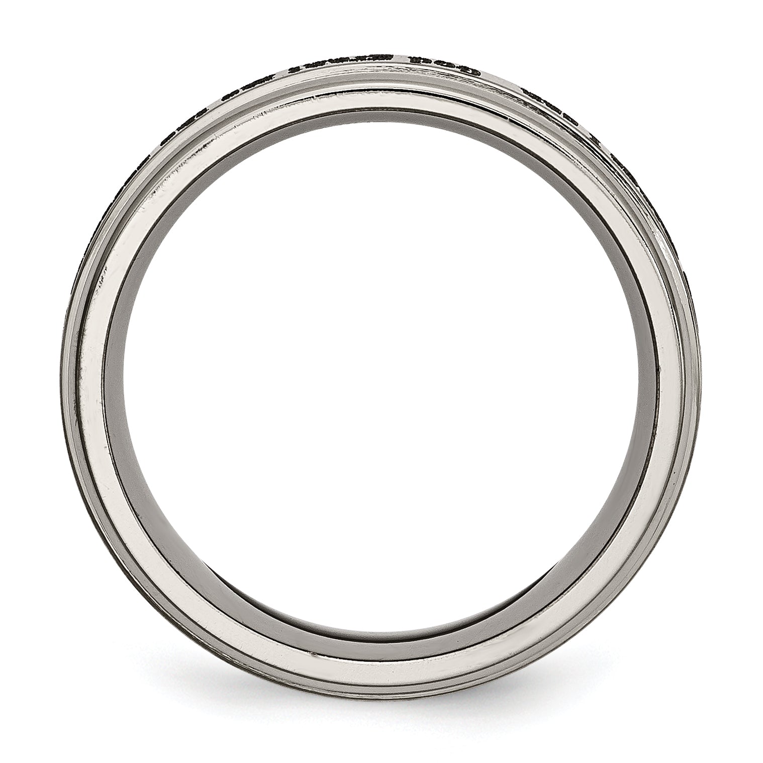 Titanium Serenity Ridged Wedding Band with Polished Laser Design Secondary image