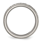 Titanium Serenity Ridged Wedding Band with Polished Laser Design