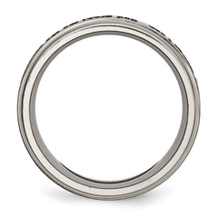Titanium Serenity Ridged Wedding Band with Polished Laser Design
