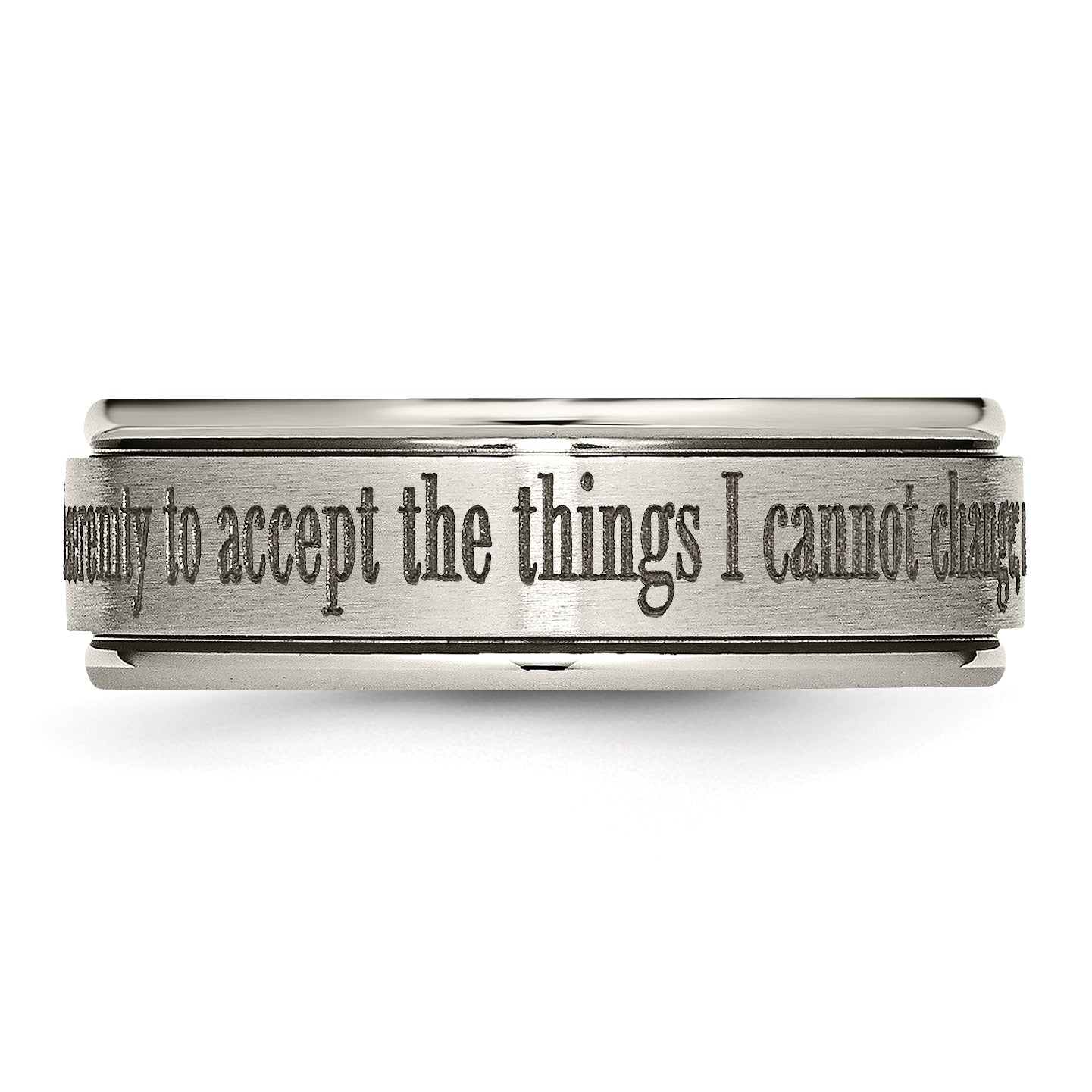 Titanium Serenity Ridged Wedding Band with Polished Laser Design