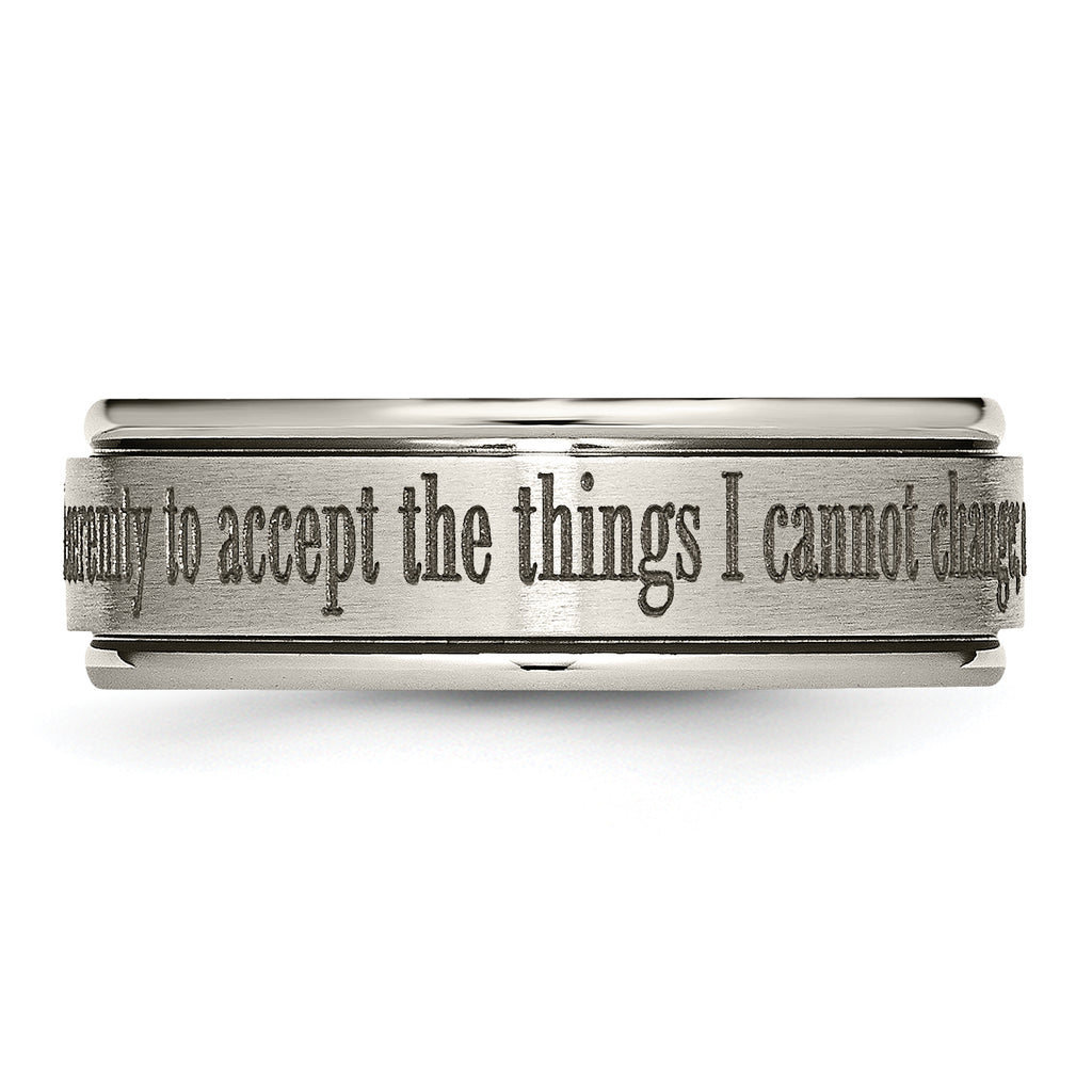 Titanium Serenity Ridged Wedding Band with Polished Laser Design