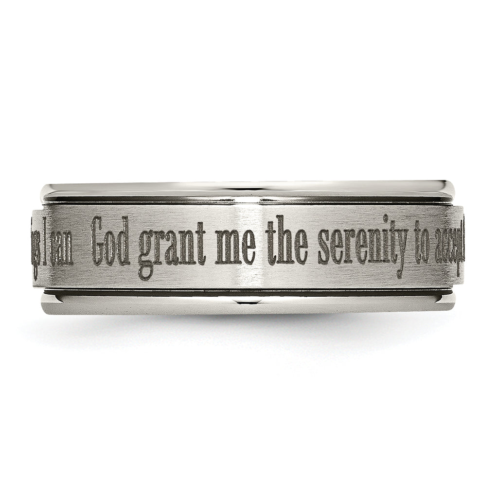 Titanium Serenity Ridged Wedding Band with Polished Laser Design