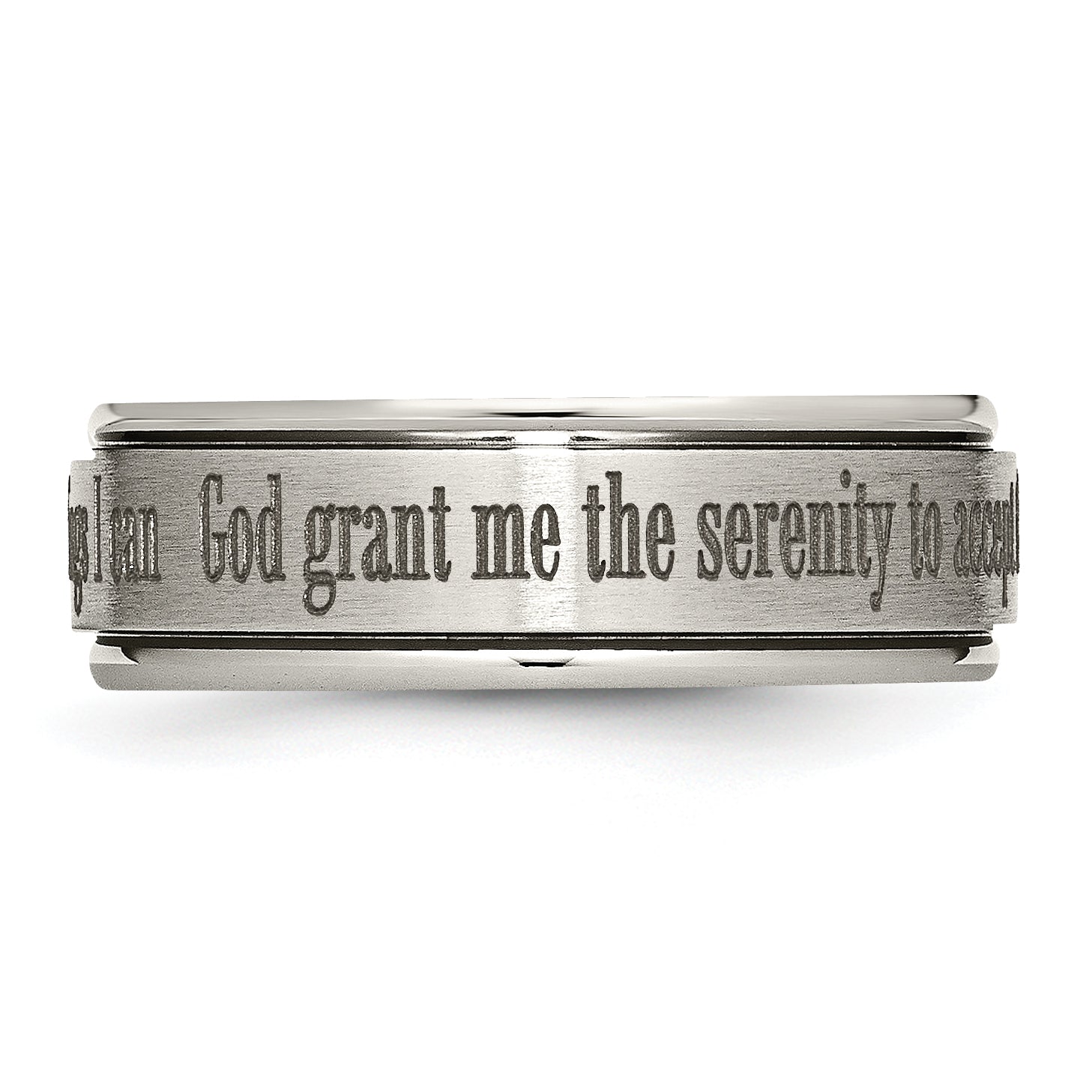 Titanium Serenity Ridged Wedding Band with Polished Laser Design
