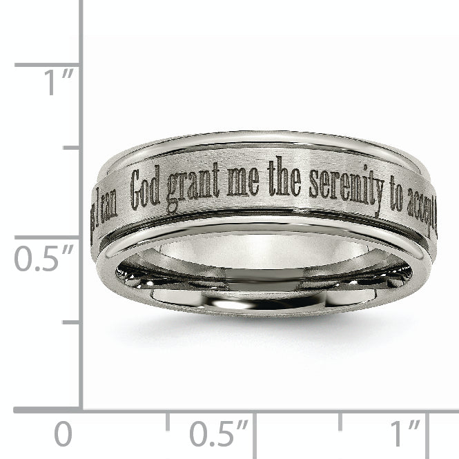 Titanium Serenity Ridged Wedding Band with Polished Laser Design