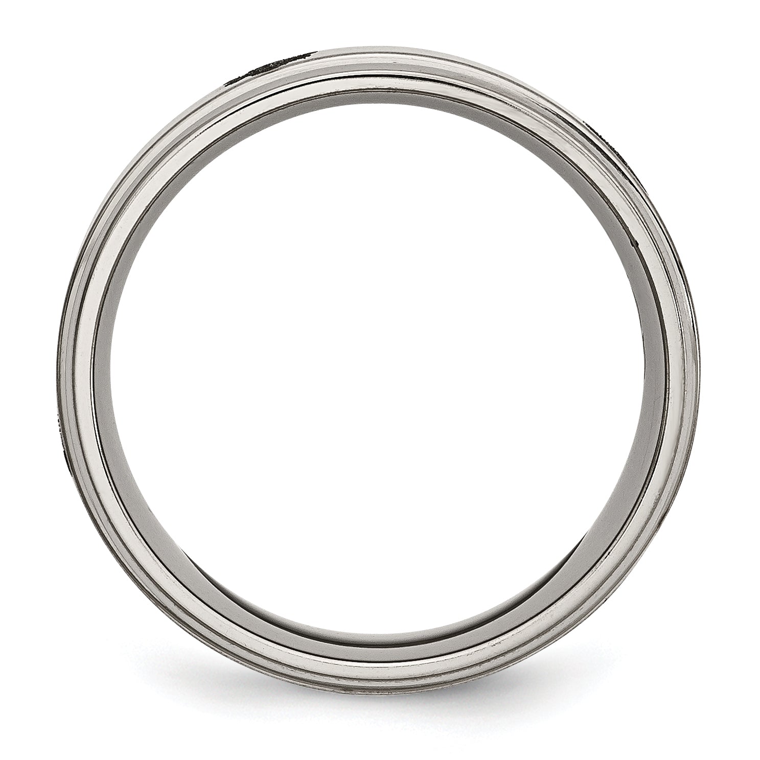 Titanium Masonic Wedding Band with Laser Design and Ridged Edge Secondary image