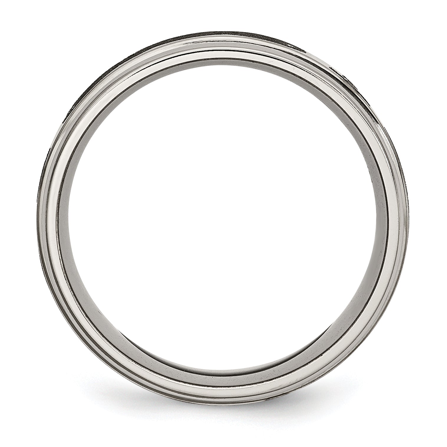 Titanium Cross Laser Unisex Wedding Band with Polished Ridged Edge Secondary image