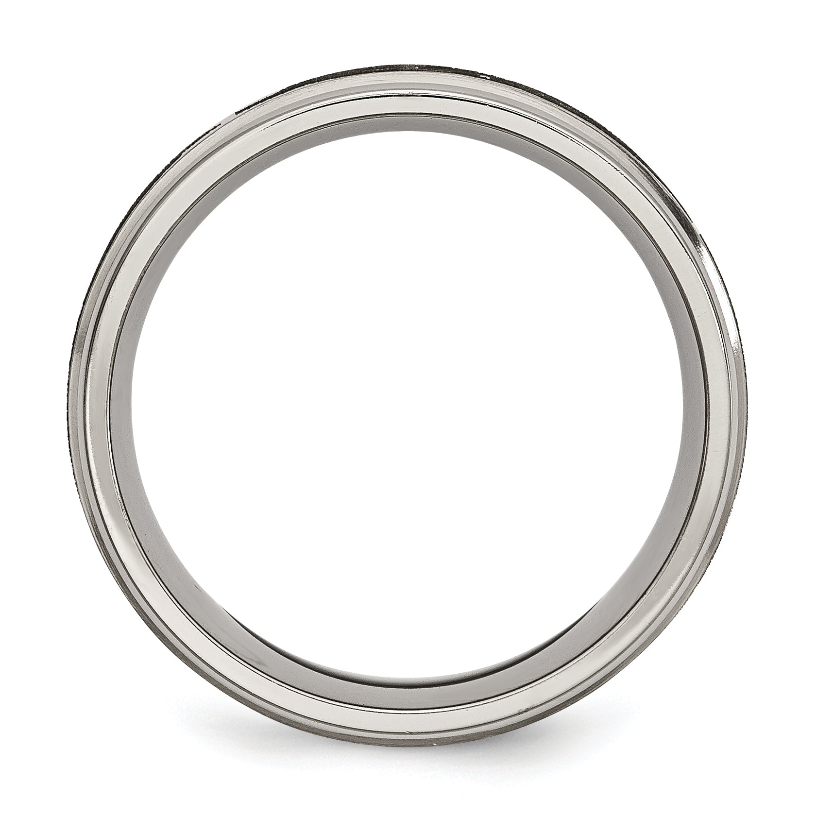 Titanium Cross Laser Design 8mm Ridged Edge Unisex Wedding Band Secondary image